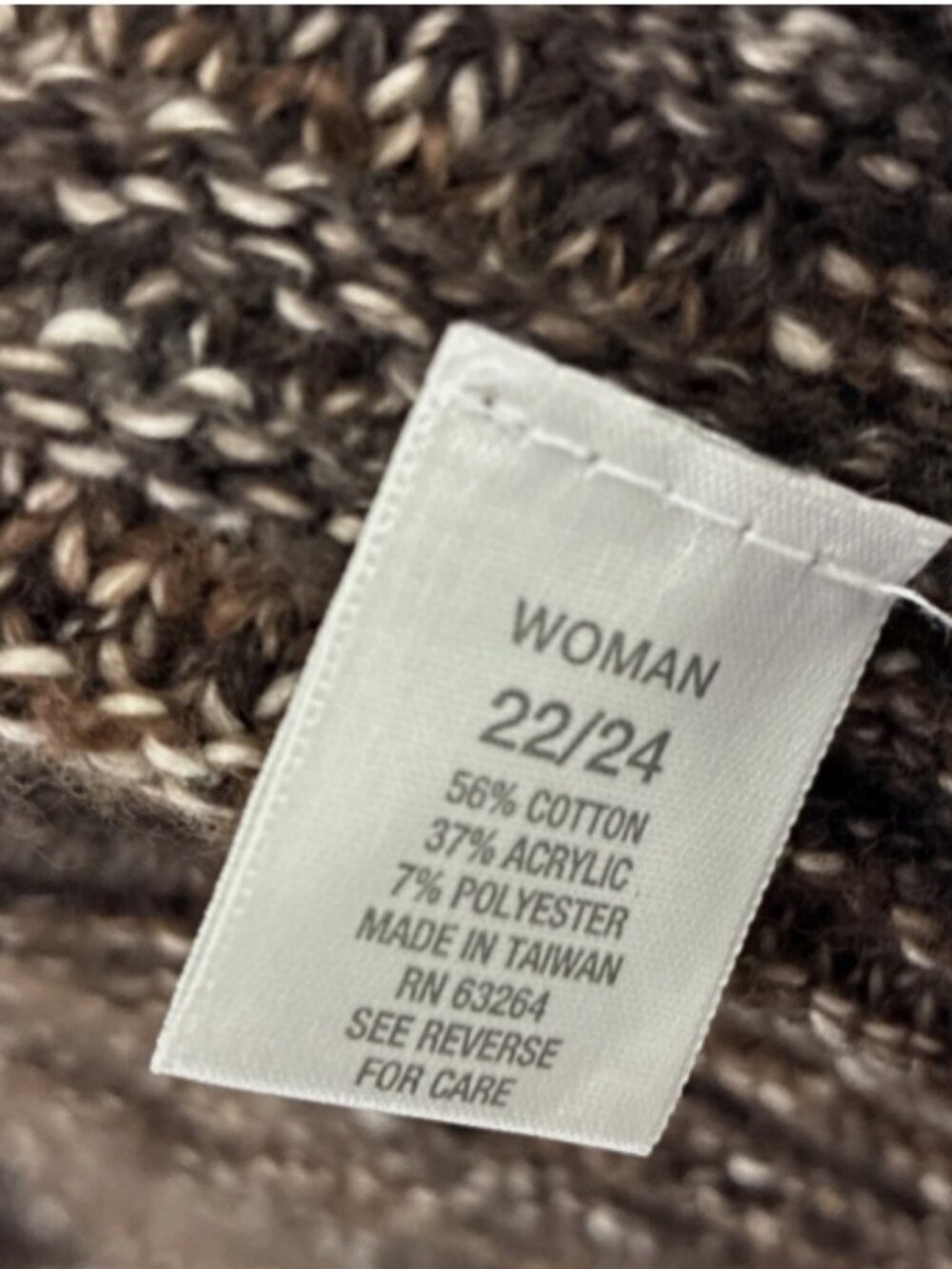 Dressbarn Womens Plus 22/24 Brown Marled Open Front Waterfall Cardigan Sweater - Picture 4 of 5
